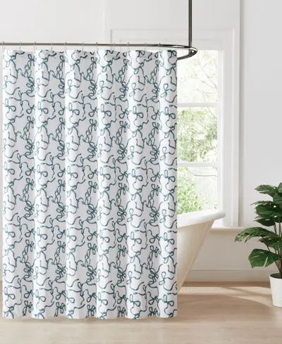 Truly Soft Printed Bow Shower Curtain In Blue