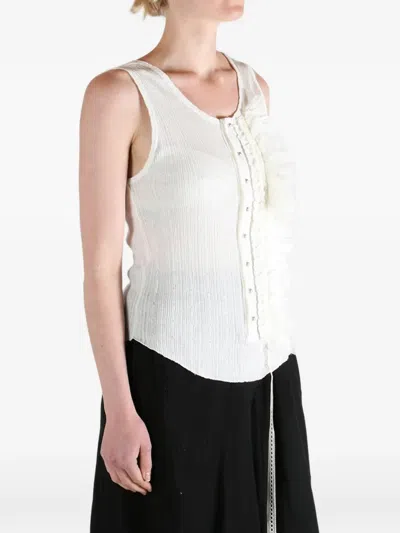 Ann Demeulemeester Rase Serafino Ruffled Tank Top In White