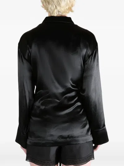 Ann Demeulemeester Coby Belted Satin-finish Shirt In Black