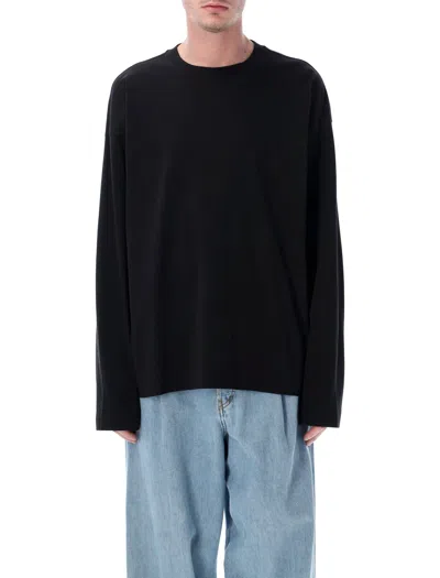 Dries Van Noten Long Sleeve Crew Neck Relaxed Fit T-shirt In Black