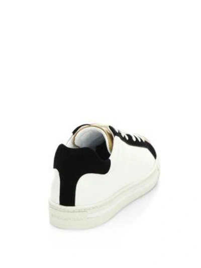 Shop René Caovilla Crystal-embellished Leather & Suede Low-top Sneakers In White Black Gold