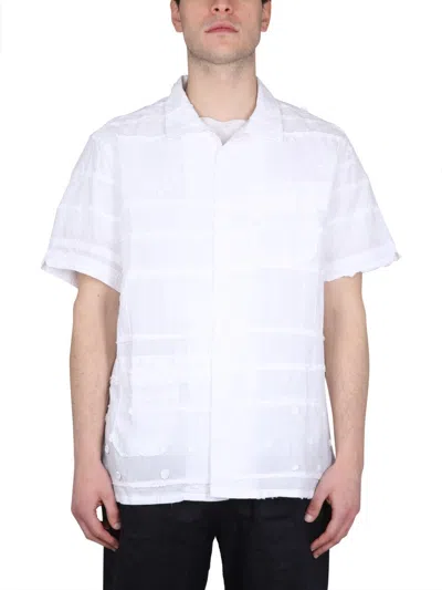 Engineered Garments Embroidered White Shirt With Classic Collar In White