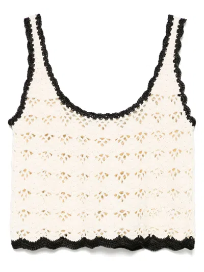 Zimmermann Rhiannon Cotton Crochet Knit Tank Top In White