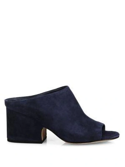 Shop Vince Petra Suede Block Heel Mules In Black