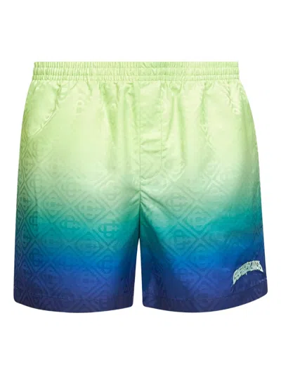 Casablanca Gradient Monogram Pattern Shorts With Sophisticated Waistband For Men In Green