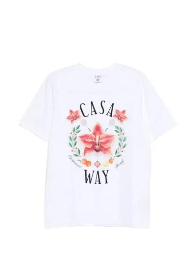 Casablanca Casa Way Orchid Organic Cotton T Shirt In White
