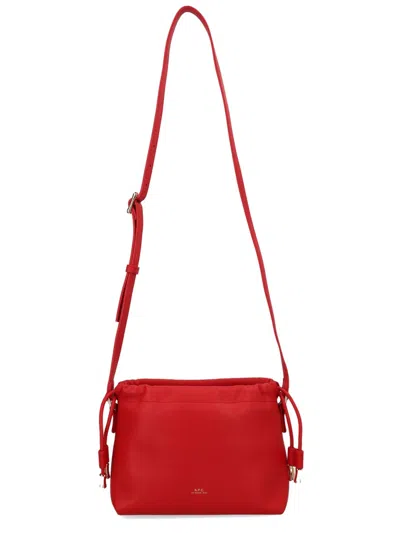 A.p.c. Ninon Mini Structured Side Drawstring Handbag In Blue