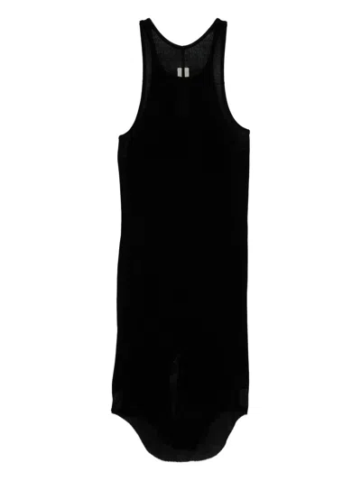 Rick Owens Cotton Racerback Sleeveless Longline Scoop Neck Top In Black