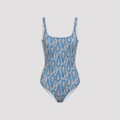 Etro Floral Backless One-piece Swimsuit In Blue