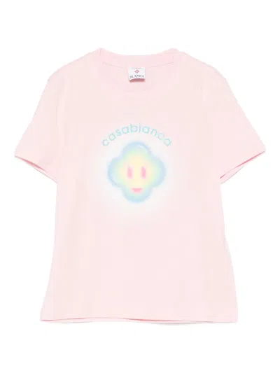 Casablanca Women Airbrush Smiley Fitted Short-sleeve T-shirt In Pink