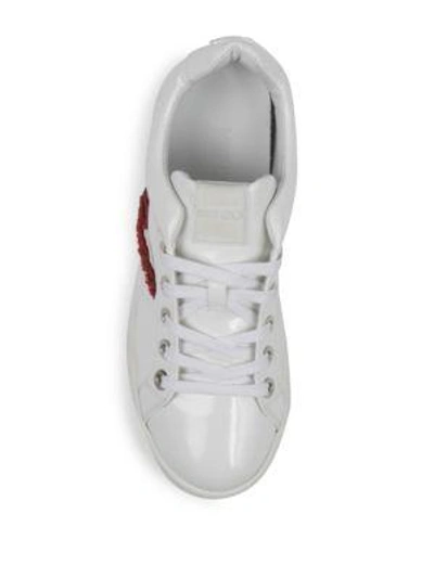 Shop Kenzo Imprime Embroidered Leather Low-top Trainers In White