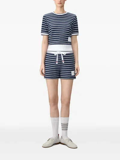 Thom Browne Striped T-shirt In Blue