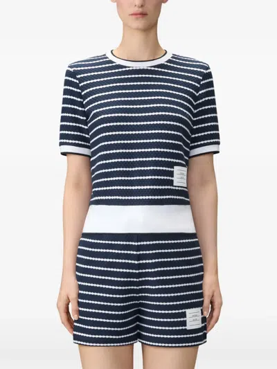 Thom Browne Striped T-shirt In Blue