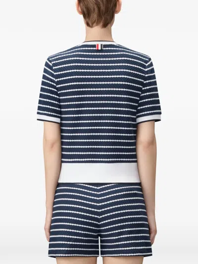 Thom Browne Striped T-shirt In Blue