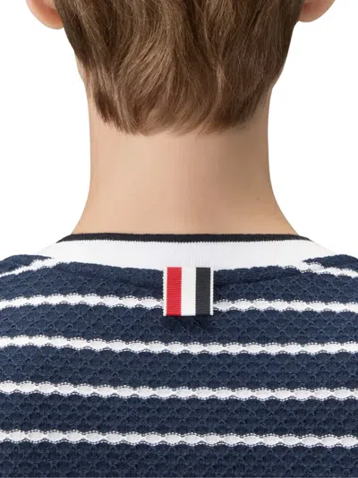 Thom Browne Striped T-shirt In Blue