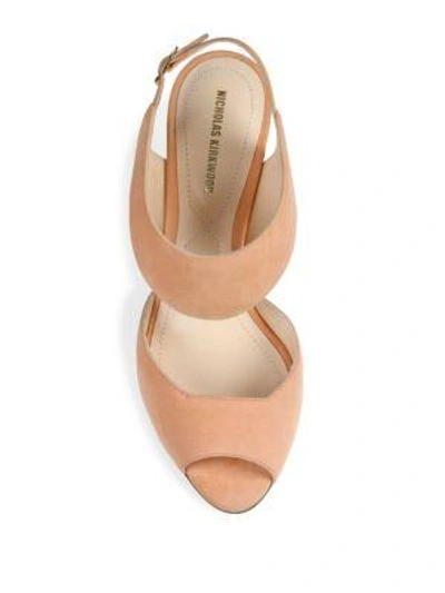 Shop Nicholas Kirkwood Leda Suede Peep Toe Slingbacks In Rose