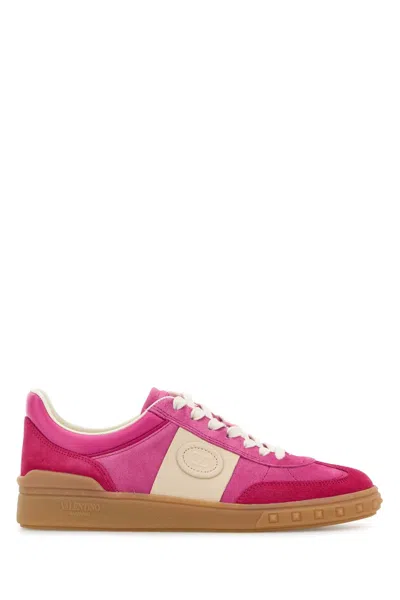 Valentino Low Top Sneakers Contrast Panels Rubber Sole In Pink