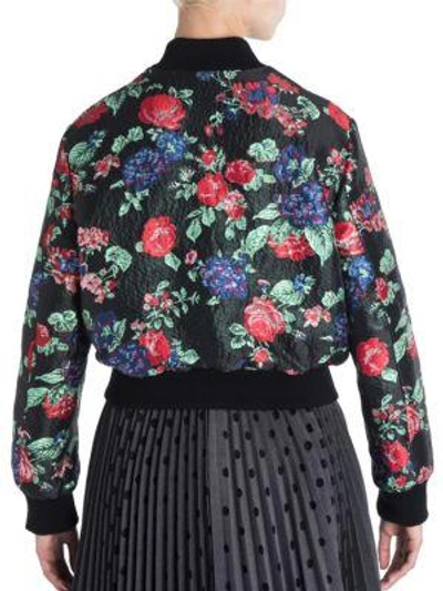 Shop Msgm Floral-print Bomber Jacket In Black Floral
