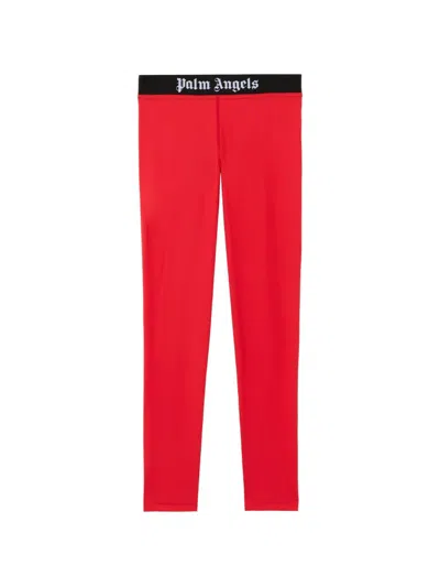 Palm Angels Logo Sport Leggings Elastic Waistband Stretch In Red