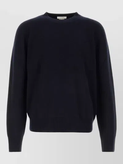 The Row Dark Navy Solid Sweater In Black