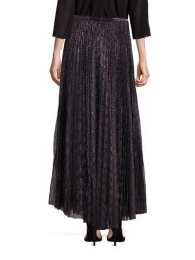 Shop Alice And Olivia Katz Pleated Maxi Skirt In Gunmetal