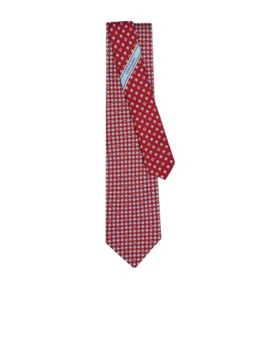 Ferragamo Silk Tie With Turtle Print In Metallic
