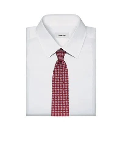 Ferragamo Silk Tie With Turtle Print In Metallic