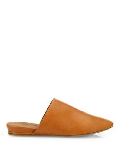 Shop Vince Oren Leather Mules In Saddle Tan