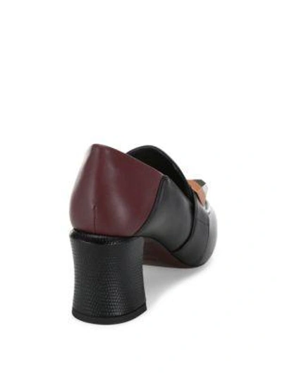 Shop Fendi Rainbow Studded Leather Block Heel Loafer Pumps In Black