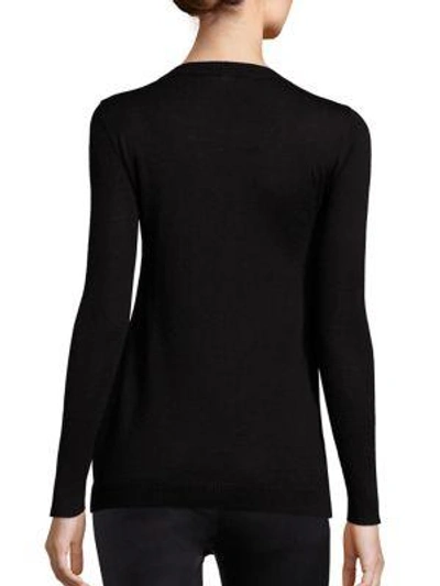 Shop Roi Silk Cash Lace Up Sweater In Black
