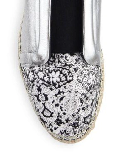 Shop Pierre Hardy Sliderdrille Metallic Leather Espadrille Sneakers In Black-white