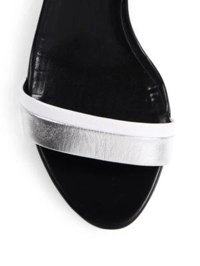 Shop Pierre Hardy Memphis Metallic Leather Block Heel Sandals In Multi-silver