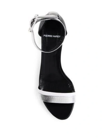 Shop Pierre Hardy Memphis Metallic Leather Block Heel Sandals In Multi-silver