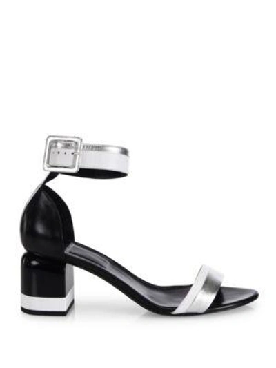 Shop Pierre Hardy Memphis Metallic Leather Block Heel Sandals In Multi-silver