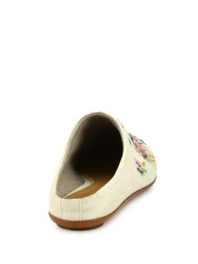 Shop The Row Bea Embroidered Raffia Mules In Natural Paint