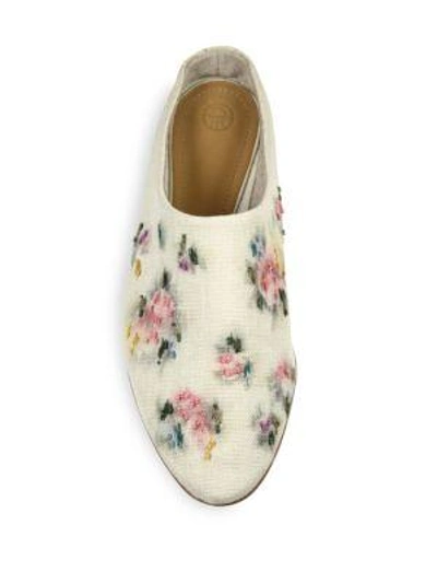Shop The Row Bea Embroidered Raffia Mules In Natural Paint
