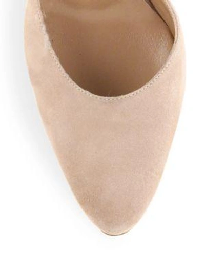 Shop Manolo Blahnik Lausam Suede Ankle-strap Block Heel Sandals In Taupe