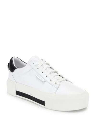 Kendall + Kylie Tyler Leather Platform Sneakers In White-black