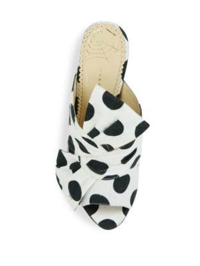 Shop Charlotte Olympia Ilona Polka Dot Linen Mules In White