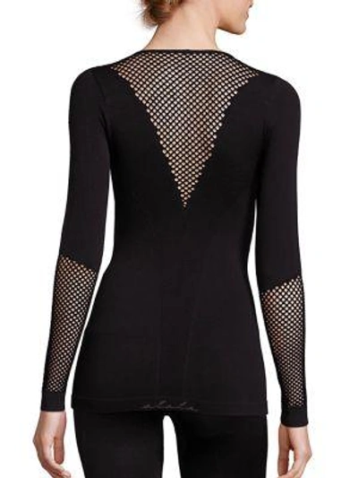 Shop Alala Mesh-paneled Seamless Tee In Black