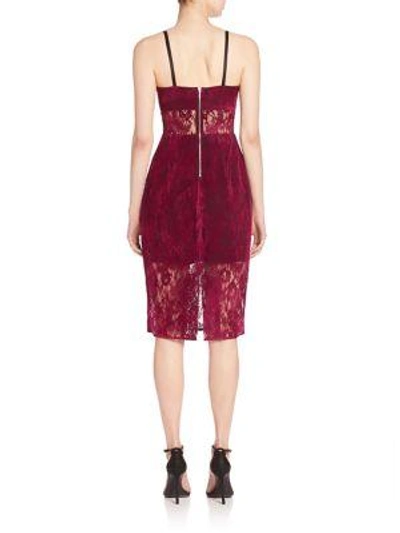 Shop Abs By Allen Schwartz Sheer Panel Lace Sheath Dress In Mulberry