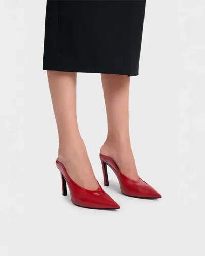 Givenchy Mixed Leather Pointed-toe Mule Pumps In Red