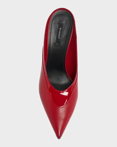 Givenchy Mixed Leather Pointed-toe Mule Pumps In Red