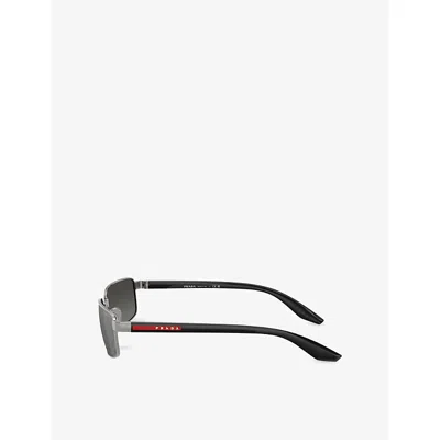 Prada Womens Grey Ps 50zs Rectangular-frame Metal Sunglasses In Gray