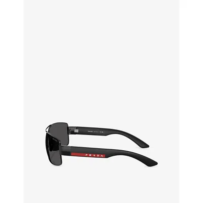 Prada Womens Black Ps 50zs Rectangular-frame Metal Sunglasses In Black