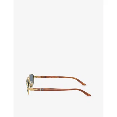 Persol Womens Gold Po1028s Pillow-frame Metal Sunglasses