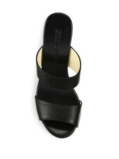 Shop Jimmy Choo Parker Leather & Cork Wedge Sandals In Black