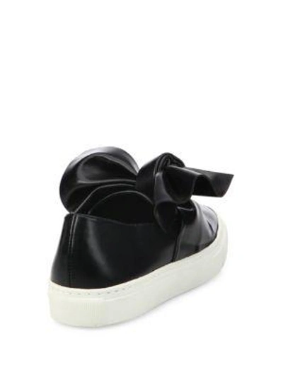 Shop Cedric Charlier Leather Bow Skate Sneakers In Black