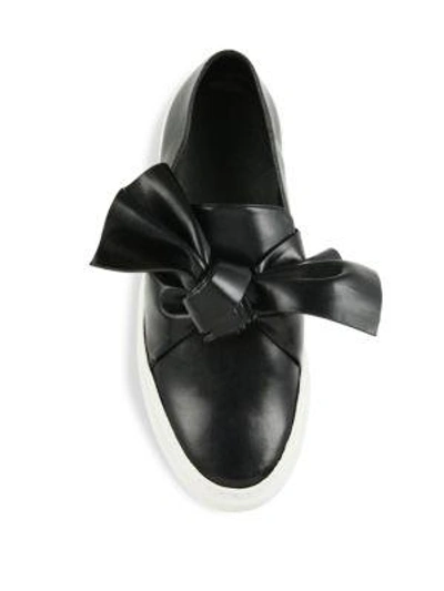 Shop Cedric Charlier Leather Bow Skate Sneakers In Black