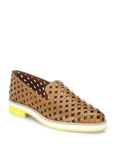 Aquatalia Zanna Perforated Leather Loafers In Tan ModeSens